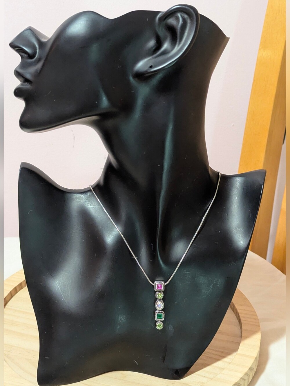 Park Lane Colada 5 Color Rhinestone Drop Pendant SilverTone Snake Chain Necklace